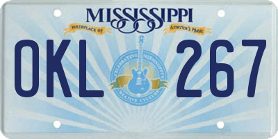 MS license plate OKL267