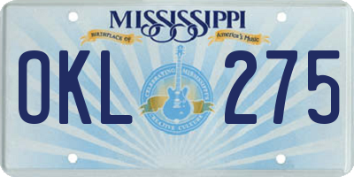 MS license plate OKL275
