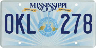 MS license plate OKL278