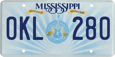 MS license plate OKL280