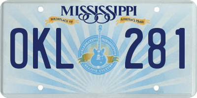 MS license plate OKL281