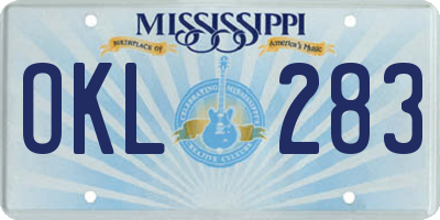 MS license plate OKL283