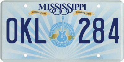 MS license plate OKL284
