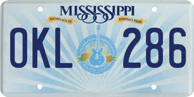 MS license plate OKL286