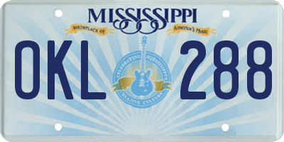MS license plate OKL288