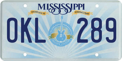 MS license plate OKL289