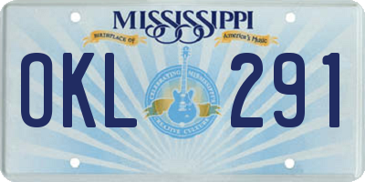 MS license plate OKL291