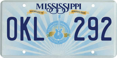 MS license plate OKL292
