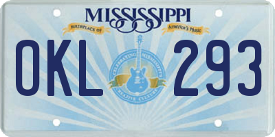 MS license plate OKL293