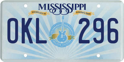 MS license plate OKL296