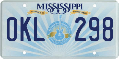 MS license plate OKL298