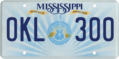 MS license plate OKL300