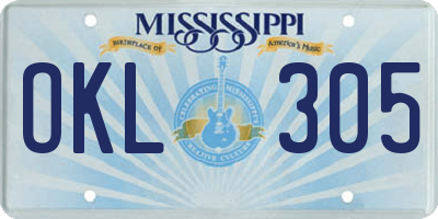 MS license plate OKL305