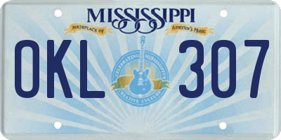MS license plate OKL307