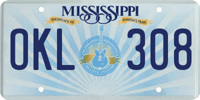 MS license plate OKL308