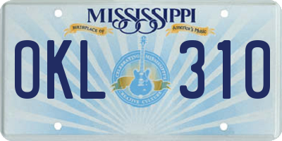 MS license plate OKL310