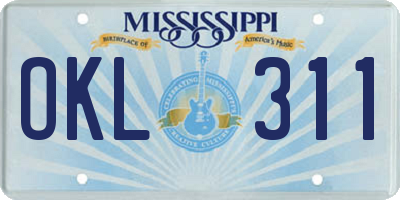 MS license plate OKL311