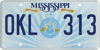 MS license plate OKL313