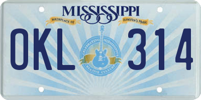 MS license plate OKL314