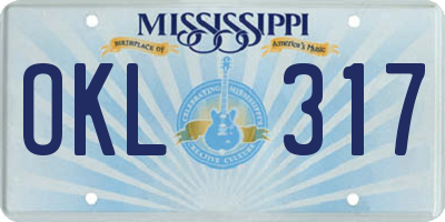 MS license plate OKL317