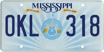 MS license plate OKL318