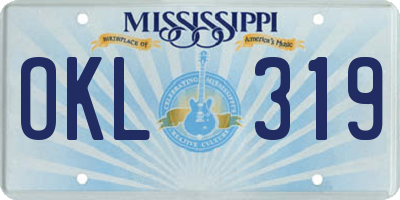 MS license plate OKL319