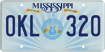 MS license plate OKL320