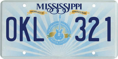 MS license plate OKL321
