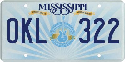 MS license plate OKL322