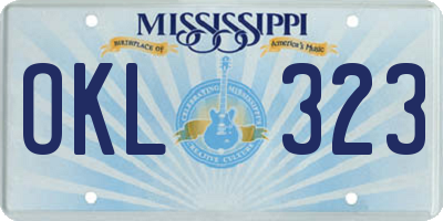 MS license plate OKL323