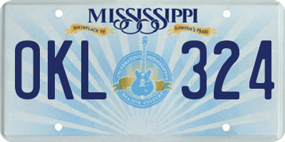 MS license plate OKL324