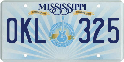 MS license plate OKL325