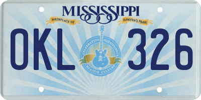 MS license plate OKL326