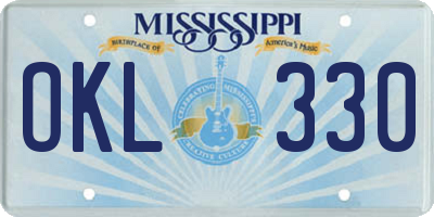 MS license plate OKL330
