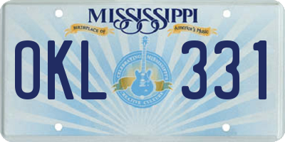 MS license plate OKL331