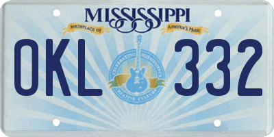 MS license plate OKL332