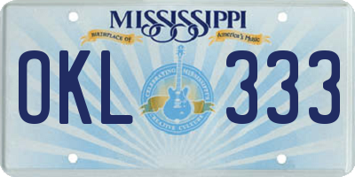 MS license plate OKL333