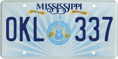 MS license plate OKL337