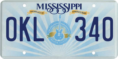 MS license plate OKL340