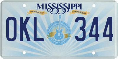 MS license plate OKL344