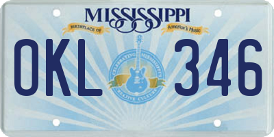 MS license plate OKL346