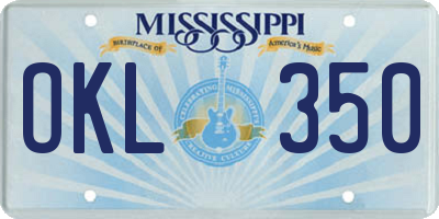 MS license plate OKL350