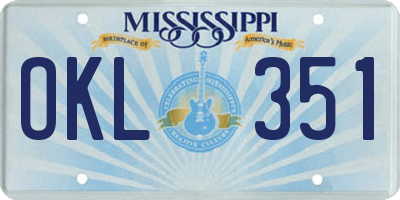 MS license plate OKL351
