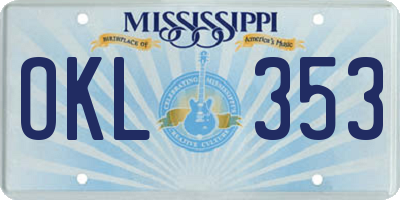 MS license plate OKL353