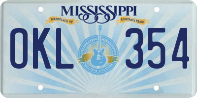 MS license plate OKL354