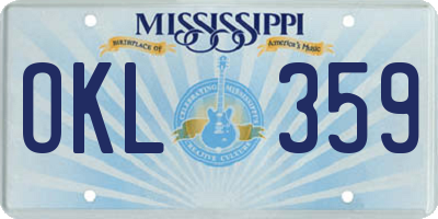 MS license plate OKL359