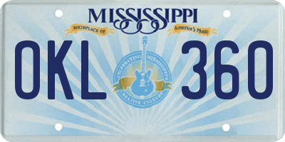 MS license plate OKL360