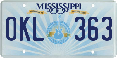 MS license plate OKL363
