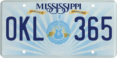 MS license plate OKL365