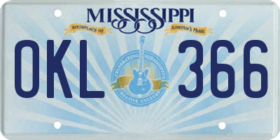 MS license plate OKL366